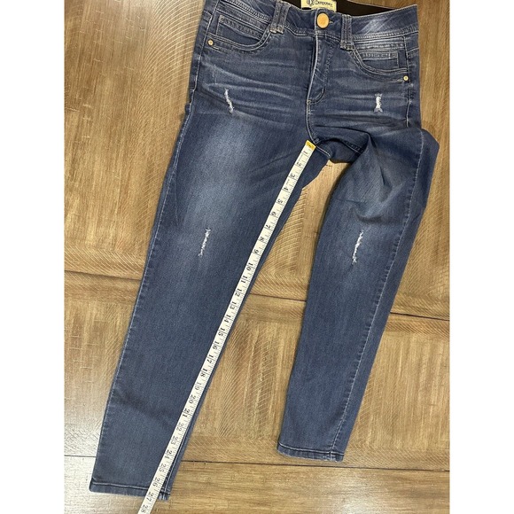 Democracy Ab Technology Skinny Blue Medium Wash Denim Jeans Size 8 Distressed - Picture 9 of 14